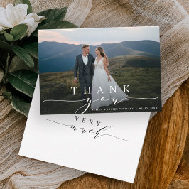 Stilvolles Calligrafy Wedding Foto Danke Karte