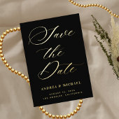 Stilvolles Calligraphy Foto & QR Code Wedding Gold Folieneinladung