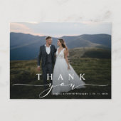 Stilvolles Calligraphy Wedding Foto Vielen Dank Postkarte (Vorderseite)