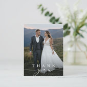 Stilvolles Calligraphy Wedding Foto Vielen Dank Postkarte (Stehend Vorderseite)