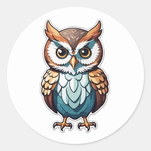 Stilvolles Cartoon Owl Design - Niedlich und farbe Runder Aufkleber (Vorderseite)