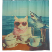 Stilvolles Cat's Ocean Tea Party Duschvorhang (Vorderseite)