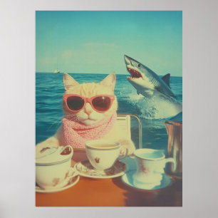 Stilvolles Cat's Ocean Tea Party Poster