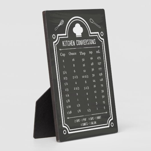 Stilvolles Chalkboard Kitchen Conversion Chart Fotoplatte (Seite)
