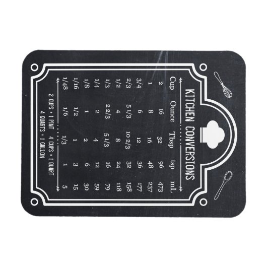 Stilvolles Chalkboard Kitchen Conversion Chart Magnet (Horizontal)