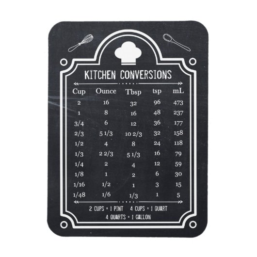 Stilvolles Chalkboard Kitchen Conversion Chart Magnet (Vertikal)