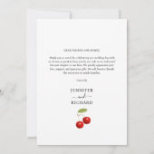 Stilvolles Cherry Wedding Foto und Black Calligrap Dankeskarte (Rückseite)