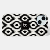 Stilvolles Chic Black Ivory Diamond Ikat Monogram Case-Mate iPhone Hülle (Rückseite (Horizontal))