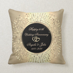 Stilvolles Chic Gold Dots 50. Hochzeitstag Kissen