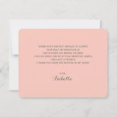 Stilvolles Chic-Hochzeits-KleiderBrautparty danken Einladung (Rückseite)