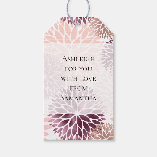 Stilvolles Chic Pink Floral Brautparty Geschenkanhänger (Vorderseite)