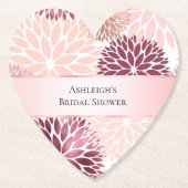 Stilvolles Chic Pink Floral Brautparty Untersetzer (Vorderseite)