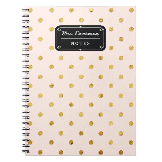 Stilvolles Chic-Rosa u. Goldpolka-Punkte Notizblock (Vorderseite)