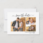 Stilvolles Chic Script 3 Foto Collage Wedding Save The Date (Vorderseite)