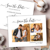 Stilvolles Chic Script 3 Foto Collage Wedding Save The Date