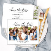 Stilvolles Chic Script 3 Foto Collage Wedding Save The Date