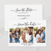 Stilvolles Chic Script 3 Foto Collage Wedding Save The Date (Vorne/Hinten)