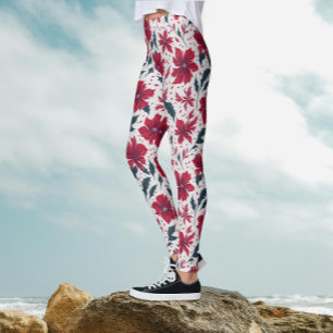 Stilvolles, chicorées rotes weißes Weihnachtsstern Leggings