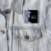 Stilvolles Cobalt Sweet 16 Zebra Herzdesign Name Button (Beispiel)