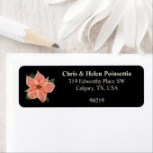 Stilvolles Coral Poinsettia Black Address Label (Insitu)