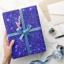 Stilvolles Cosmic Blue Indigo Sparkling Glitzer Pa Geschenkpapier