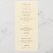Stilvolles Cream Beige Hochzeitsprogramm (Rückseite)