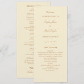 Stilvolles Cream Beige Hochzeitsprogramm (Vorne/Hinten)
