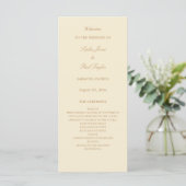 Stilvolles Cream Beige Hochzeitsprogramm (Stehend Vorderseite)