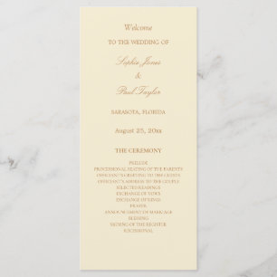 Stilvolles Cream Beige Hochzeitsprogramm