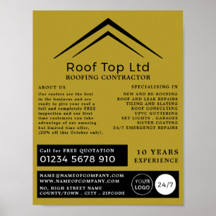 Stilvolles Dach, Roofer, Dachverkäufer-Werbung Poster
