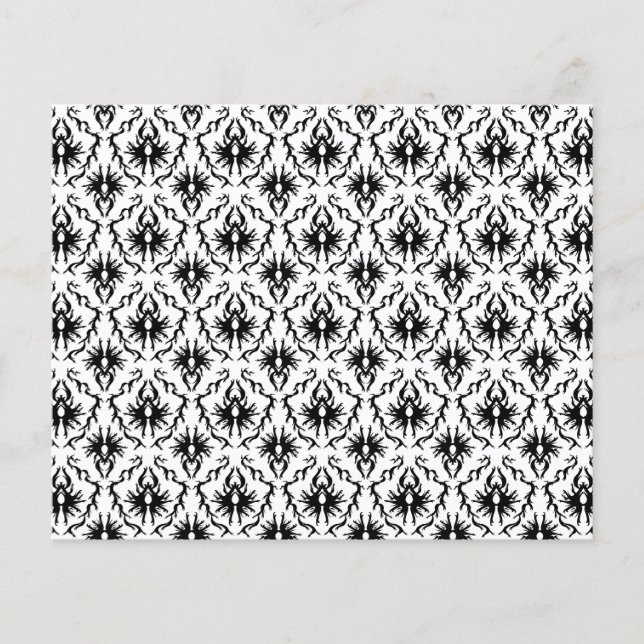 Stilvolles Damasdesign, Schwarz und Weiß. (Vorderseite)