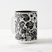 Stilvolles Damastschwarzweiss-muster Zweifarbige Tasse (Vorderseite Links)