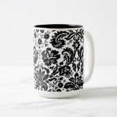 Stilvolles Damastschwarzweiss-muster Zweifarbige Tasse (VorderseiteRechts)