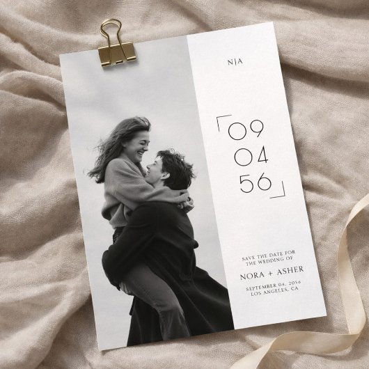 Stilvolles Datum Modernes Monogramm Hochzeitsfoto Save The Date