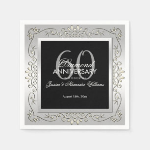 Stilvolles Dekorativ Silber 60. Hochzeitstag Serviette