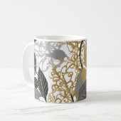 Stilvolles Design aus Gold, Schwarz und Grau-Leaf Kaffeetasse (Vorderseite Links)