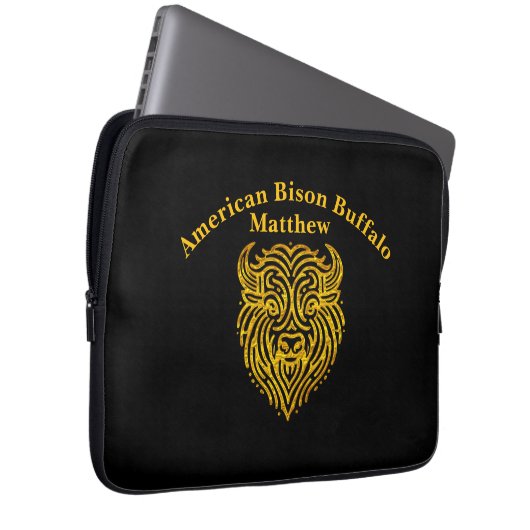 Stilvolles Design eines Gold Bison Buffalo Head Laptopschutzhülle (Vorne Rechts)