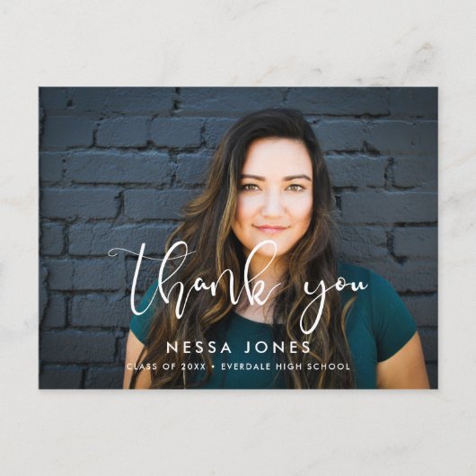 Stilvolles Design Foto Abschluss Vielen Dank Postkarte (Vorderseite)