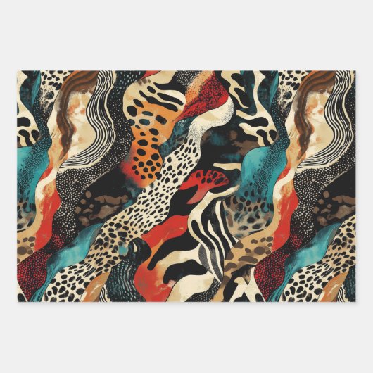 Stilvolles Design für Animal Print Fusion Geschenkpapier Set (Vorderseite)