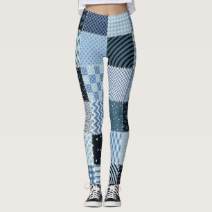 Stilvolles Design, geometrische Fliesen, blaue Far Leggings