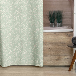 Stilvolles Design Grün Boho Wasserfarben Blumenmus Duschvorhang