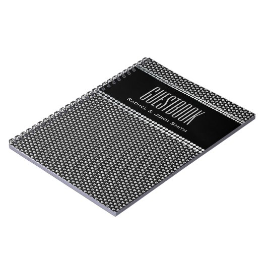 Stilvolles Design Metallic Black Guestbook Noteboo Notizblock (Linke Seite)