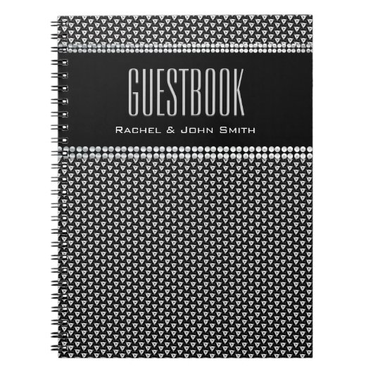Stilvolles Design Metallic Black Guestbook Noteboo Notizblock (Vorderseite)