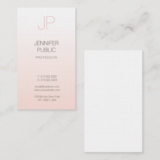 Stilvolles Design Minimalistisch Monogram Schlicht Visitenkarte (Vorne/Hinten)