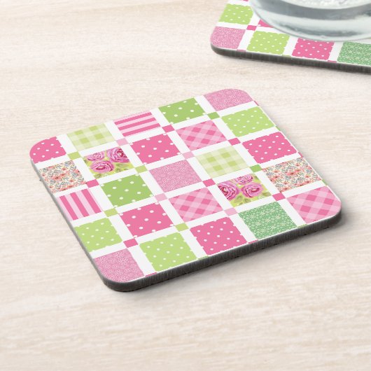 Stilvolles Design mit Blumenpolka-Punkt Getränkeuntersetzer (Linke Seite)