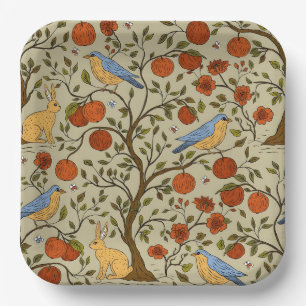 Stilvolles Design mit orangen Äpfeln auf braunen B Pappteller