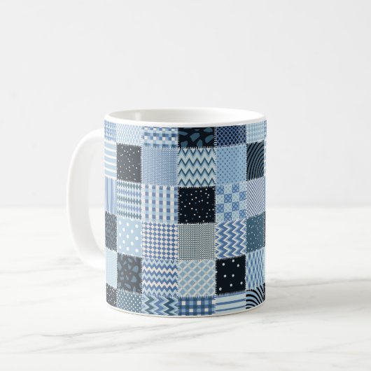 Stilvolles Design. Nahtloses Patchwork-Muster aus Kaffeetasse (Vorderseite Links)