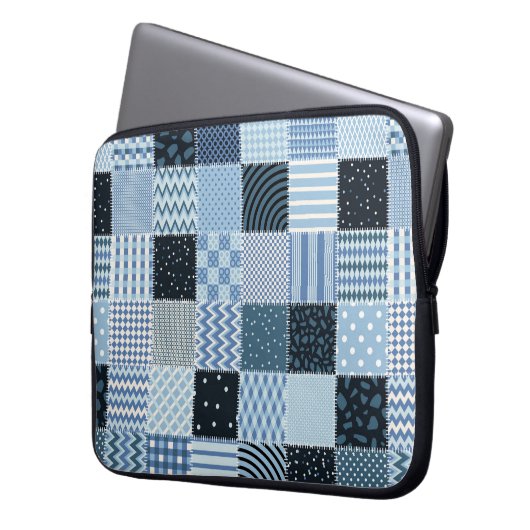 Stilvolles Design Nahtloses Patchwork-Muster aus S Laptopschutzhülle (Vorderseite Links)