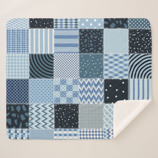Stilvolles Design. Nahtloses Patchwork-Muster aus  Sherpadecke (Vorderseite (Horizontal))
