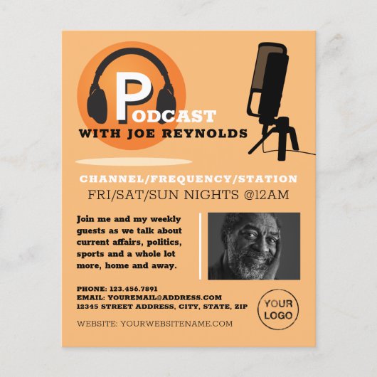 Stilvolles Design, Podcaster, Podcast-Werbung Flyer (Vorne)